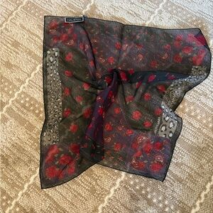 Halston Heritage Purple Scarf with Red Floral Design